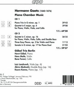 Alternative view of Hermann Goetz - Göbel-Trio Berlin - Piano - Chamber Music (2xCD, Album, RE) (Near Mint (NM or M-))