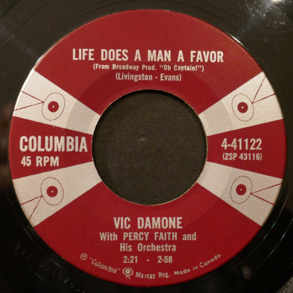 Vic Damone With Percy Faith & His Orchestra - Gigi (7", Single) (Very Good Plus (VG+)) - Image 2