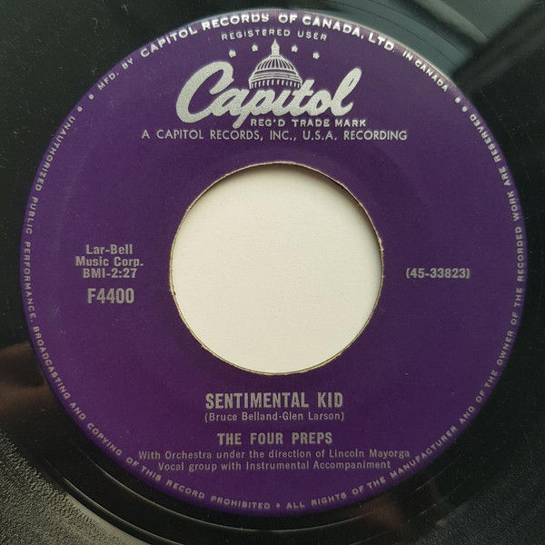 The Four Preps - Madelina / Sentimental Kid (7", Single) (Very Good (VG)) - Image 2
