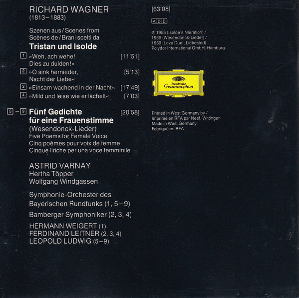 Astrid Varnay, Richard Wagner - Tristand Und Isolde Szenen - Wesendonck-Lieder (CD, Album, Comp, Mono, RE, RM) (Near Mint (NM or M-)) - Image 2