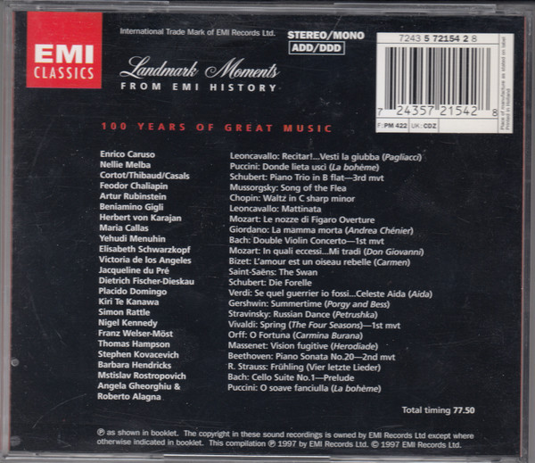 Various - 100 Years Of Great Music (CD, Comp, Mono) (Near Mint (NM or M-)) - Image 2