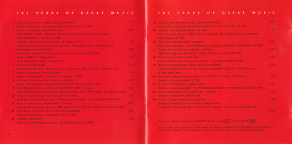 Various - 100 Years Of Great Music (CD, Comp, Mono) (Near Mint (NM or M-)) - Image 5