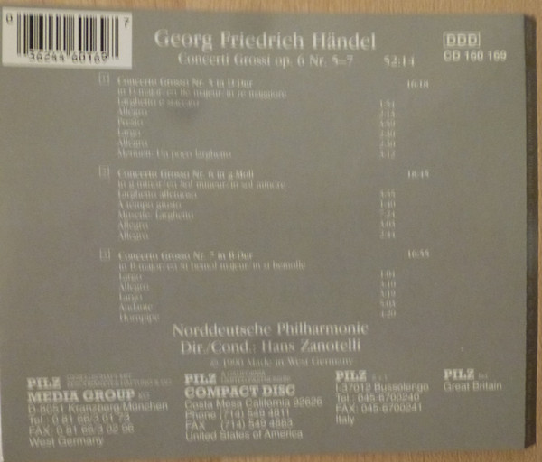 Georg Friedrich Händel, Norddeutsche Philharmonie, Hans Zanotelli - Concerti Grossi Op.6 Nr. 5-7 (CD, Album) (Near Mint (NM or M-)) - Image 2