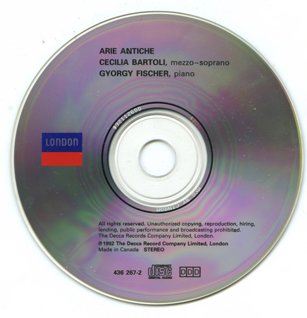 Cecilia Bartoli / György Fischer - Arie Antiche (Se Tu M'Ami) (CD, Album, RE) (Near Mint (NM or M-)) - Image 3