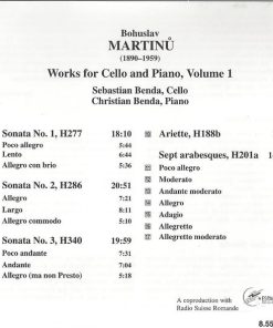 Alternative view of Bohuslav Martinů - Sebastian Benda, Christian Benda - Works For Cello And Piano, Volume 1: Sonatas Nos 1-3, Ariette, Sept Arabesques (CD, Album) (Near Mint (NM or M-))