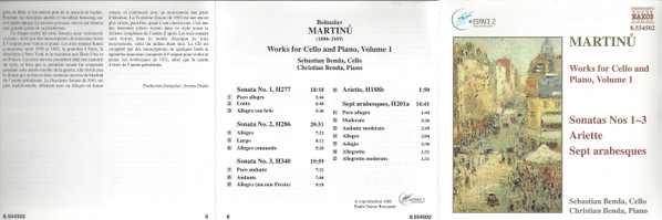 Bohuslav Martinů - Sebastian Benda, Christian Benda - Works For Cello And Piano, Volume 1: Sonatas Nos 1-3, Ariette, Sept Arabesques (CD, Album) (Near Mint (NM or M-)) - Image 4