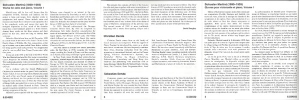 Bohuslav Martinů - Sebastian Benda, Christian Benda - Works For Cello And Piano, Volume 1: Sonatas Nos 1-3, Ariette, Sept Arabesques (CD, Album) (Near Mint (NM or M-)) - Image 5