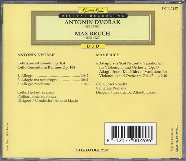 Antonín Dvořák, Max Bruch - Cello Concerto / 'Kol Nidrei' (CD, Album, RP) (Near Mint (NM or M-)) - Image 2