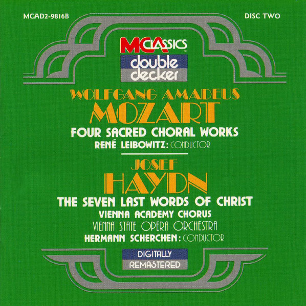 Wolfgang Amadeus Mozart / Joseph Haydn, Wiener Akademie Kammerchor, Orchester Der Wiener Staatsoper, Hermann Scherchen / René Leibowitz - Requiem, K.626; Four Sacred Choral Works / The Seven Last Words Of Christ (2xCD, RE, RM + Box, Comp, Sli) (Near Mint (NM or M-)) - Image 3