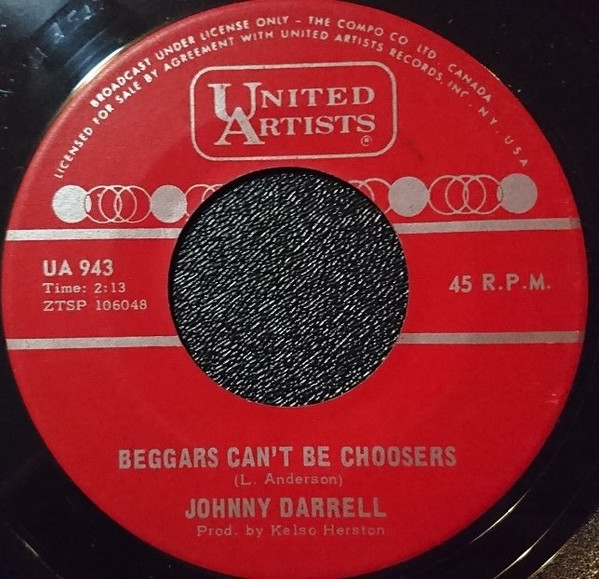 Johnny Darrell - As Long As The Wind Blows / Beggars Can't Be Choosers (7", Single) (Very Good (VG)) - Image 2