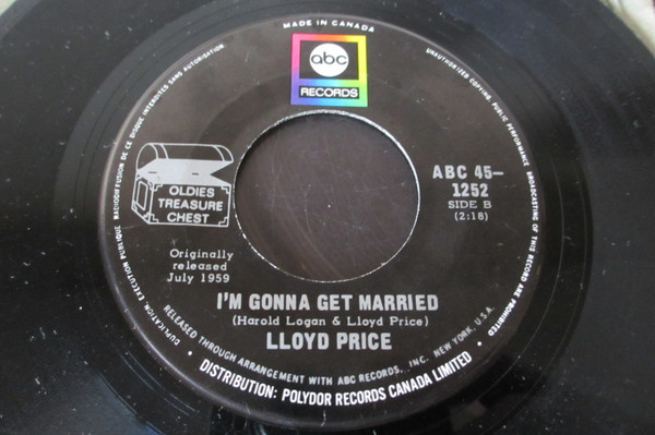 Lloyd Price - I'm Gonna Get Married / Just Because (7", RE) (Very Good Plus (VG+)) - Image 2