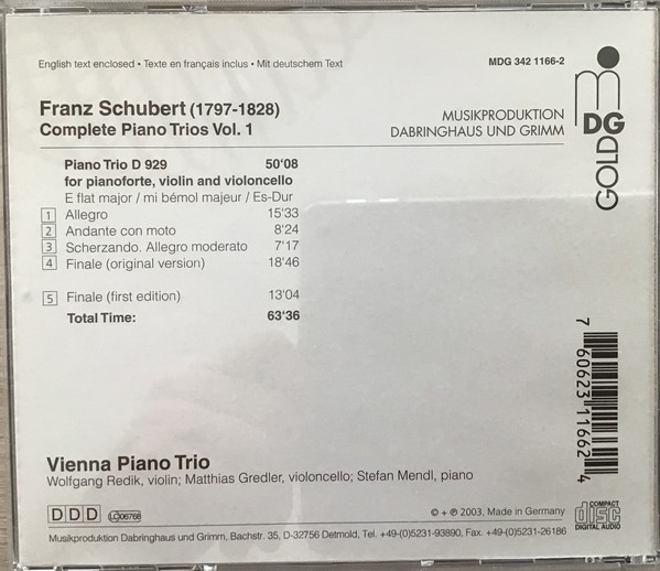 Franz Schubert, Vienna Piano Trio - Complete Piano Trios Vol. 1 (CD) (Near Mint (NM or M-)) - Image 4