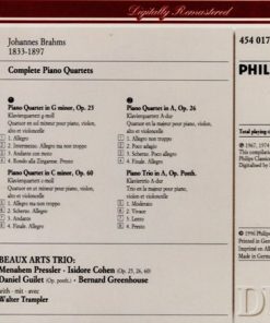 Alternative view of Johannes Brahms - Beaux Arts Trio, Walter Trampler - Complete Piano Quartets, Piano Trio In A, Op. Posth. (2xCD, Comp, RE, RM) (Near Mint (NM or M-))