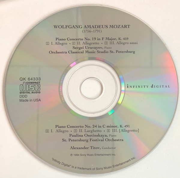 Wolfgang Amadeus Mozart - Great Concertos Of The Masters (Piano Concertos Nos. 19 & 24) (CD, Album) (Near Mint (NM or M-)) - Image 3