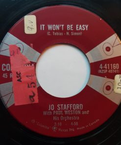 Jo Stafford , With Paul Weston And His Orchestra - It Won't Be Easy / I May Never Pass This Way Again (7", Single) (Very Good Plus (VG+))