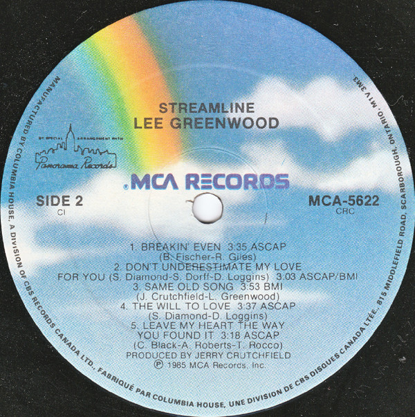 Lee Greenwood - Streamline (LP, Album, Club) (Mint (M)) - Image 3
