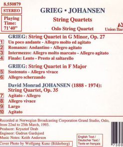Alternative view of Edvard Grieg / David Monrad Johansen, Oslo String Quartet - String Quartets: G Minor, Op. 27 • F Major / String Quartet, Op. 36 (CD, Album) (Near Mint (NM or M-))