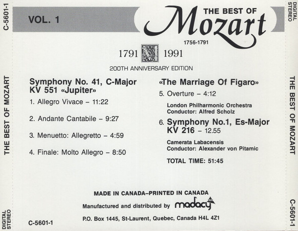 Wolfgang Amadeus Mozart - The Best Of Mozart (1756-1791) (4xCD, Comp) (Near Mint (NM or M-)) - Image 2