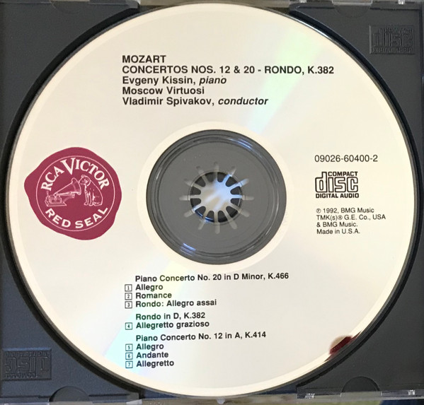 Yevgeny Kissin, Wolfgang Amadeus Mozart, Moscow Virtuosi, Vladimir Spivakov - Piano Concerto No. 12 & 20, Rondo, K.382 (CD, Album) (Near Mint (NM or M-)) - Image 2