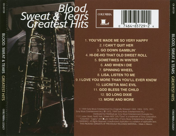 Blood, Sweat And Tears - Blood, Sweat And Tears Greatest Hits (CD, Comp, RE, RM) (Near Mint (NM or M-)) - Image 3