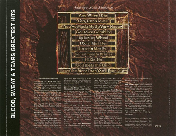 Blood, Sweat And Tears - Blood, Sweat And Tears Greatest Hits (CD, Comp, RE, RM) (Near Mint (NM or M-)) - Image 4
