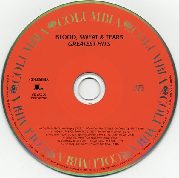 Blood, Sweat And Tears - Blood, Sweat And Tears Greatest Hits (CD, Comp, RE, RM) (Near Mint (NM or M-)) - Image 5