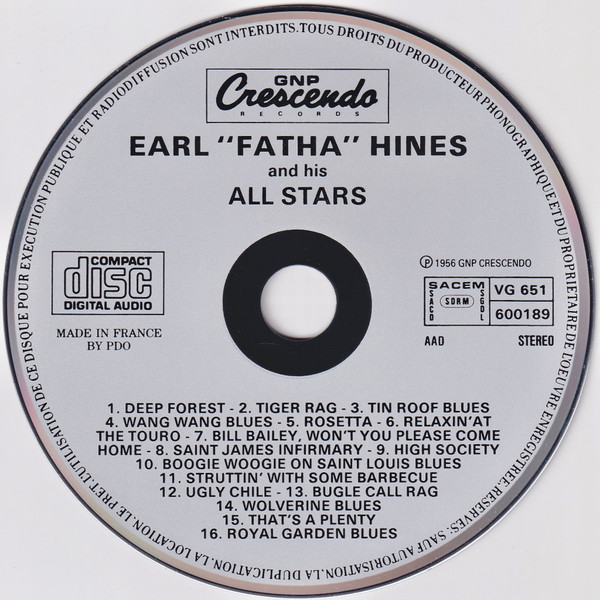 Earl Hines And His All-Stars Featuring Muggsy Spanier - Gene Norman Presents Earl "Fatha" Hines And His All Stars Featuring Muggsy Spanier (CD, Album, RE) (Near Mint (NM or M-)) - Image 3