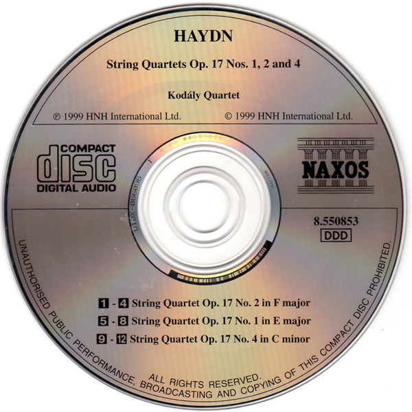 Joseph Haydn / Kodály Quartet - String Quartets Op.17, Nos. 1, 2 And 4 (CD, Album) (Near Mint (NM or M-)) - Image 3