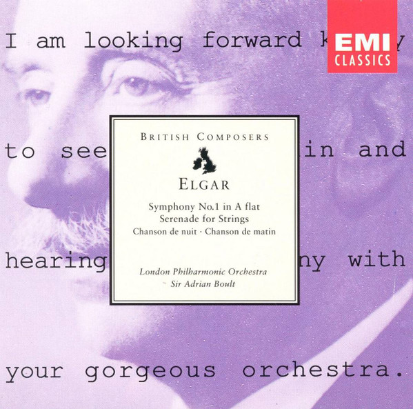 Sir Edward Elgar / London Philharmonic Orchestra, Sir Adrian Boult - Symphony No. 1 In A Flat • Serenade For Strings • Chanson de Nuit • Chanson de Matin (CD, Comp, RE, RM) (Near Mint (NM or M-))