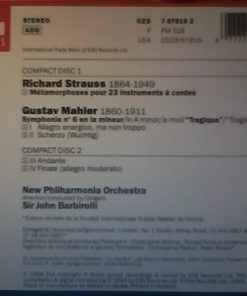Alternative view of Gustav Mahler, Richard Strauss, New Philharmonia Orchestra, Sir John Barbirolli - Symphonie No. 6 / Métamorphoses (2xCD, Album, Comp, RE, RM) (Near Mint (NM or M-))