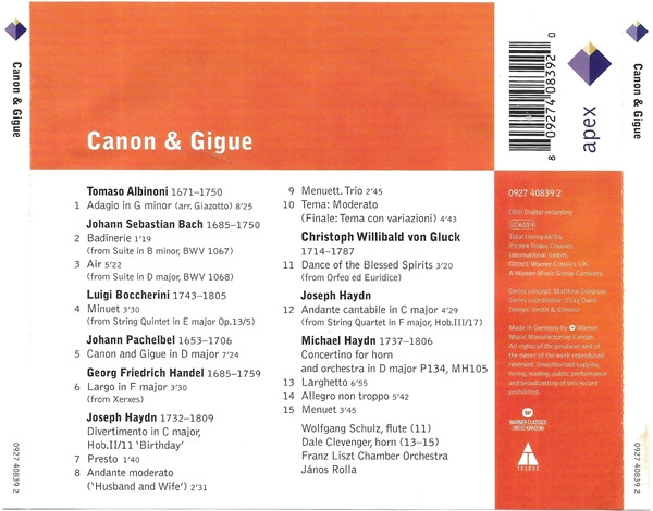 Liszt Ferenc Chamber Orchestra - János Rolla - Canon & Gigue (CD, Comp) (Near Mint (NM or M-)) - Image 2