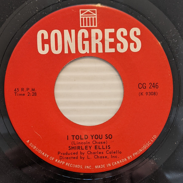 Shirley Ellis - I Told You So / I Never Will Forget (7", Single) (Near Mint (NM or M-)) - Image 2