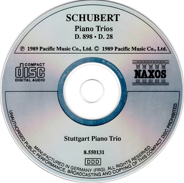 Franz Schubert / Stuttgarter Klaviertrio - Piano Trios D. 898 • D. 28 (CD, Album, RE) (Near Mint (NM or M-)) - Image 3