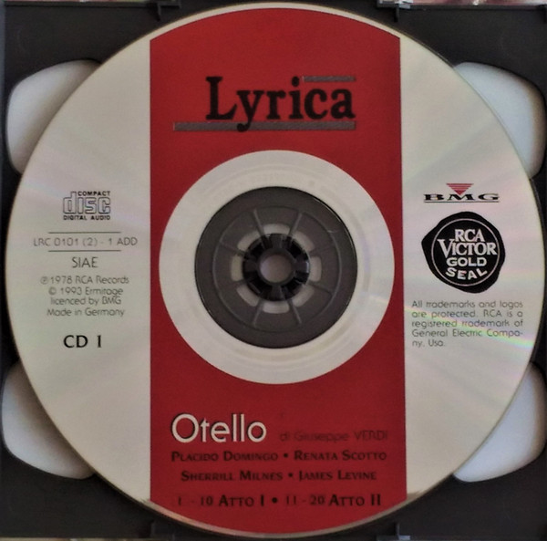 Giuseppe Verdi - Placido Domingo, Renata Scotto, Sherrill Milnes, National Philharmonic Orchestra, James Levine (2) - Otello (2xCD, Album, RE, RM) (Near Mint (NM or M-)) - Image 4
