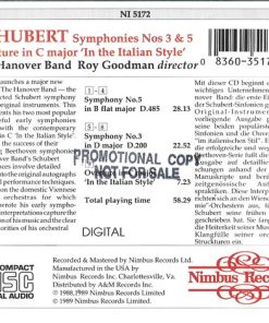 Alternative view of Franz Schubert, Hanover Band Directed By Roy Goodman - Symphony No. 3 In D /  Symphony No. 5 In B Flat (CD, Amb) (Near Mint (NM or M-))