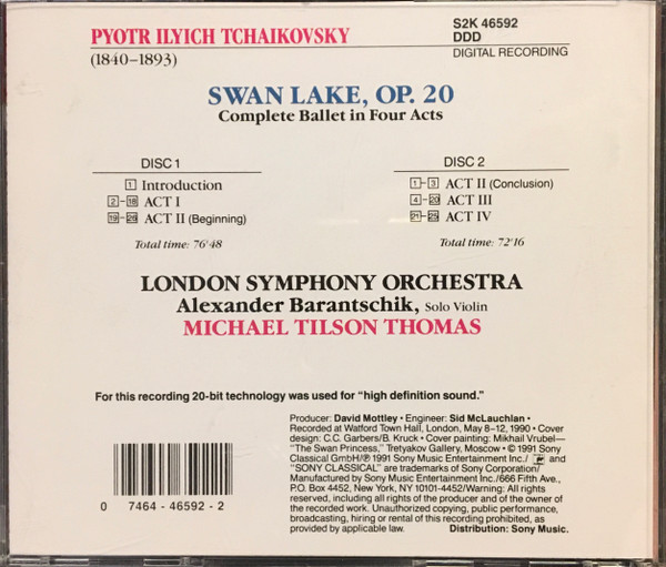 Pyotr Ilyich Tchaikovsky, Michael Tilson Thomas, London Symphony Orchestra - Swan Lake (2xCD, Album) (Near Mint (NM or M-)) - Image 2
