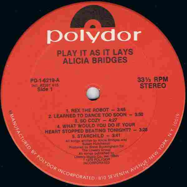 Alicia Bridges - Play It As It Lays (LP, Album) (Mint (M)) - Image 3