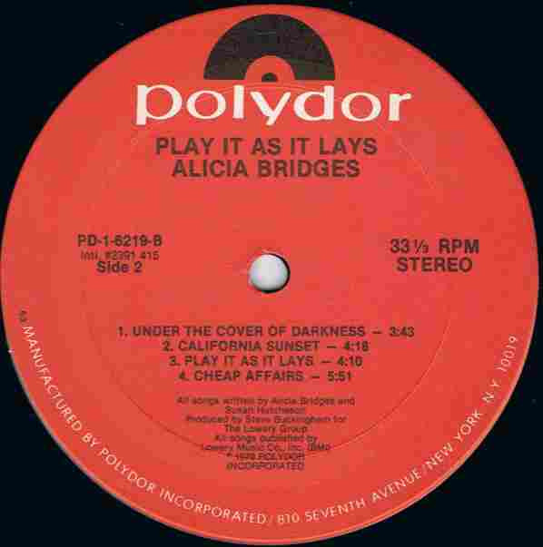 Alicia Bridges - Play It As It Lays (LP, Album) (Mint (M)) - Image 4