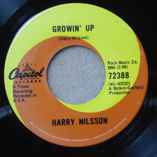 Harry Nilsson - She's Yours / Growin' Up (7", Single) (Near Mint (NM or M-)) - Image 2