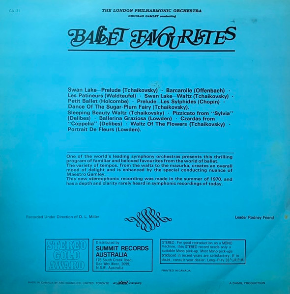 London Philharmonic Orchestra, Douglas Gamley - Ballet Favourites (LP, Album) (Mint (M)) - Image 2