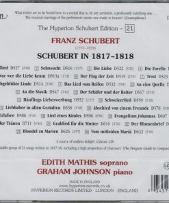 Alternative view of Franz Schubert - Edith Mathis, Graham Johnson (2) - The Hyperion Schubert Edition – 21 (CD, Album, RE) (Near Mint (NM or M-))