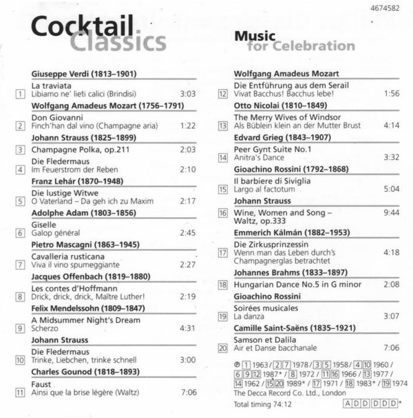 Various - Cocktail Classics - Music For Celebration (CD, Comp) (Near Mint (NM or M-)) - Image 3