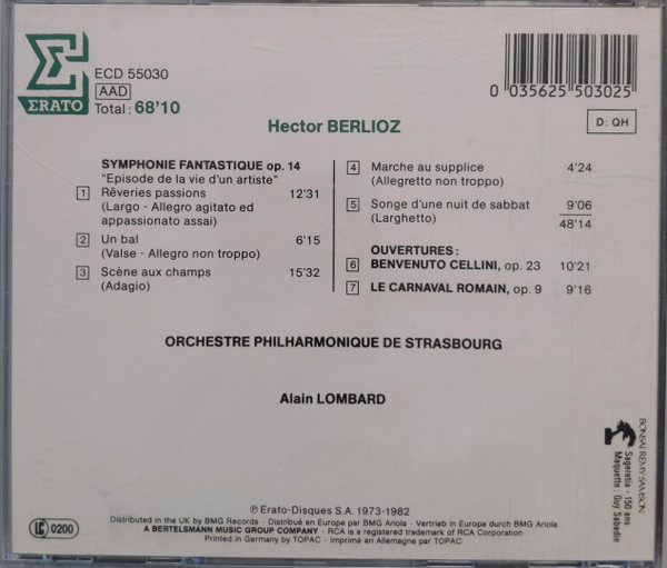 Hector Berlioz - Orchestre Philharmonique De Strasbourg, Alain Lombard - Symphonie Fantastique (CD, Comp, RE) (Near Mint (NM or M-)) - Image 2
