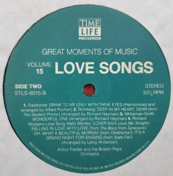 Arthur Fiedler And Boston Pops Orchestra - Great Moments Of Music Volume 15: Love Songs (LP, Comp, Ind) (Mint (M)) - Image 4