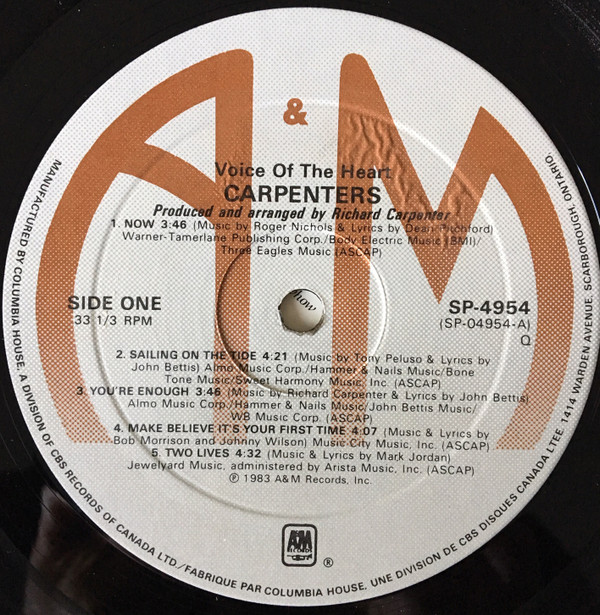 Carpenters - Voice Of The Heart (LP, Album) (Mint (M)) - Image 5