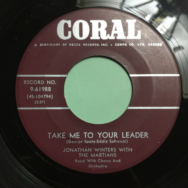 Jonathan Winters - Nee Nee Na Na Na Na Nu Nu / Take Me To Your Leader (7", Single) (Very Good Plus (VG+)) - Image 2