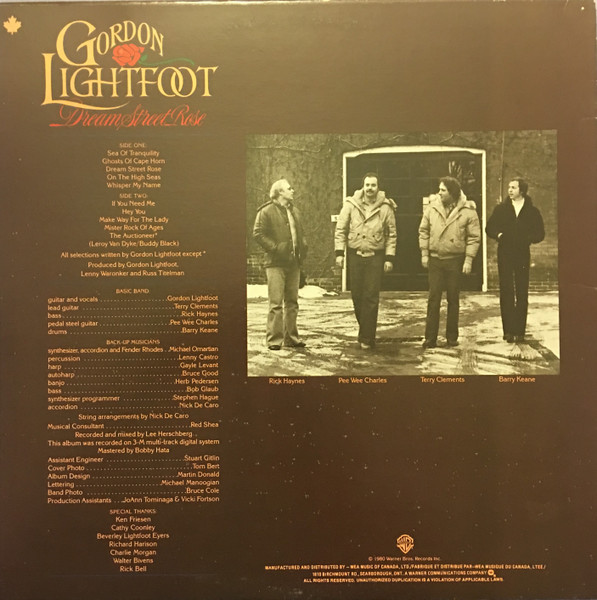 Gordon Lightfoot - Dream Street Rose (LP, Album) (Mint (M)) - Image 2