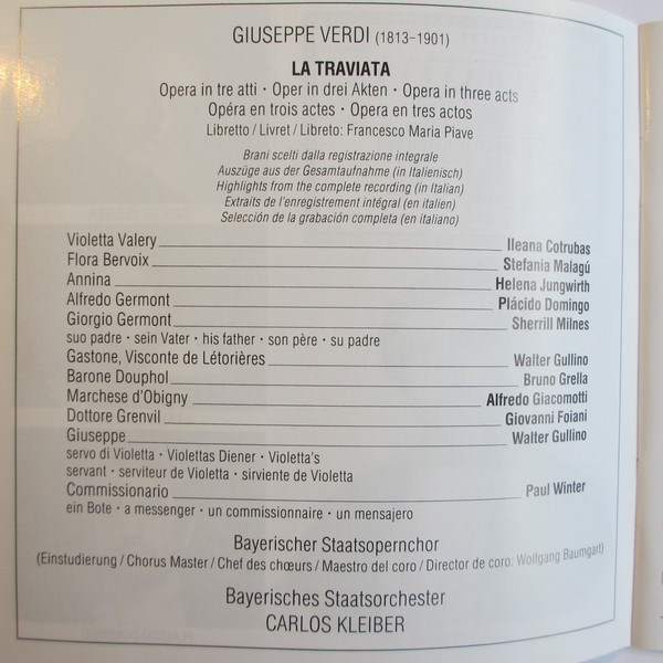Giuseppe Verdi / Ileana Cotrubas, Placido Domingo, Sherrill Milnes, Bayerisches Staatsorchester, Carlos Kleiber - La Traviata Highlights (CD, RE) (Near Mint (NM or M-)) - Image 4