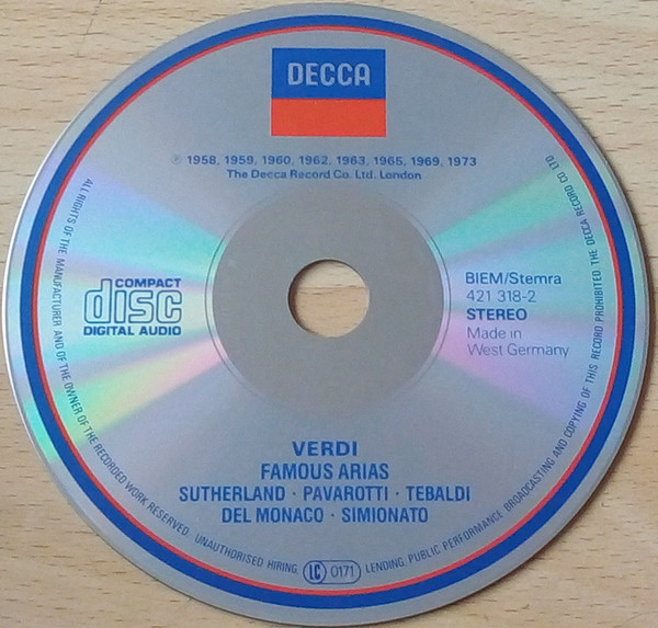 Giuseppe Verdi - Famous Arias = Airs Célèbres = Berühmte Arien = Arie Celebri (CD, Comp, RM) (Near Mint (NM or M-)) - Image 2