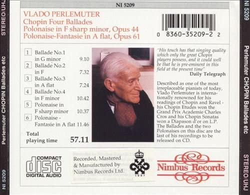 Vlado Perlemuter, Frédéric Chopin - Four Ballades, Polonaise op.44, Polonaise-Fantasie op.61 (CD, Album) (Near Mint (NM or M-)) - Image 2